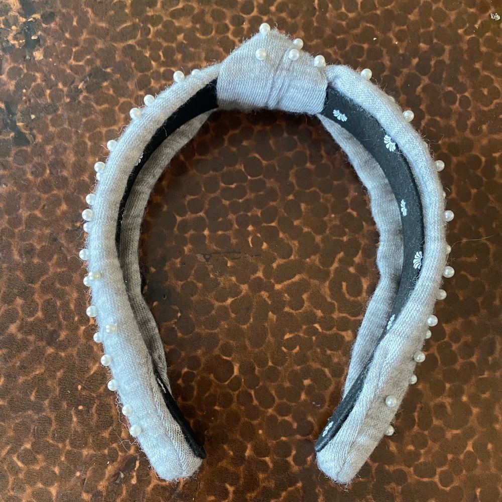 Grey headband with pearl embellishments
